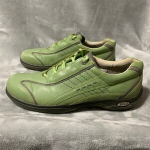 ECCO Golf Shoes Green Leather Lace Up Women Size 9 (40 EU) Waterproof Cleats‎